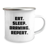 Funny Drawing Graduation Gifts for Friends, Coworkers, Family - Eat. Sleep. Drawing. Repeat. Camping Mug - Image 2